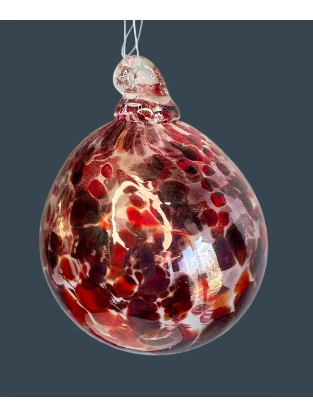 Hand Blown Red Witch Ball Spirit Friendship Ball Art Glass Ornament 4" - Picture 4 of 6